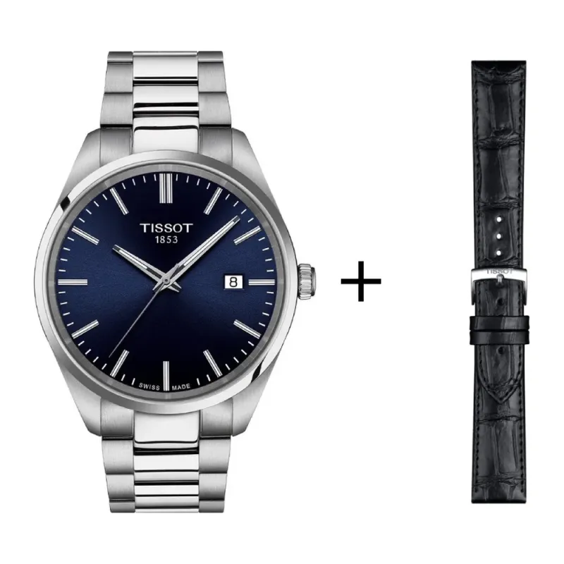 Tissot PR 100 men's watch T150.410.11.041.00 set with black leather strap